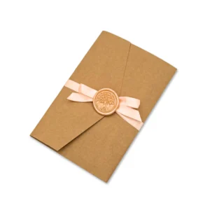 partecipazione floreale, rosa pesca, pocketfold